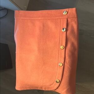 LOFT Orange Pencil Skirt with Gold Buttons